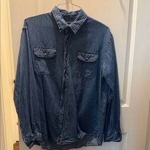 Wrangler Classic Blue Denim Button Down Shirt Men’s Large Vintage Quality Denim